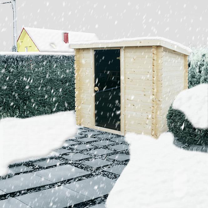 Exteriérová štvorcová sauna 2x2 m+ Pec Sentiotec 100 9 kW