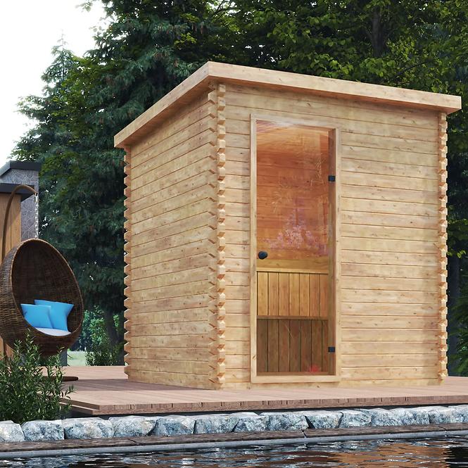 Exteriérová štvorcová sauna 2x2 m+ Pec Sentiotec 100 9 kW