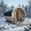Exteriérová sudová sauna s terasou 2,4 m + pec Sentiotec 100 9 kW,7