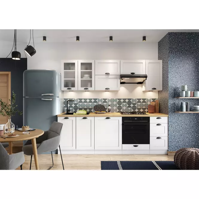 Kuchynská skrinka Adele D60pk Mv 2133 Pl Biely hrášok/Bi