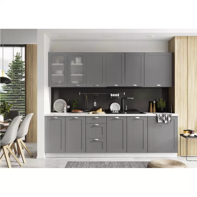 Kuchynská skrinka Adele D60pk Mv 2133 Pl Šedá Mat/Biely