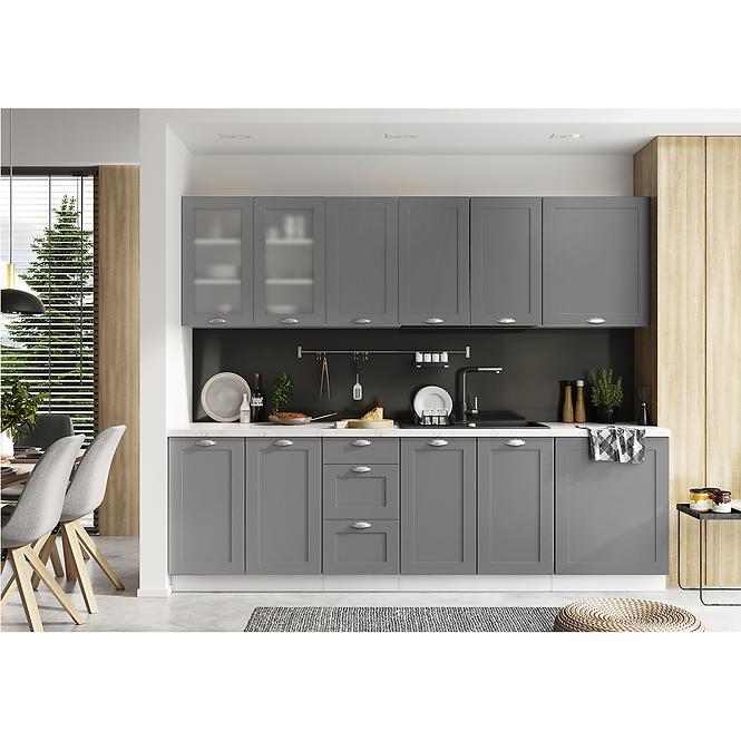 Kuchynská skrinka Adele D60pk Mv 2133 Pl Šedá Mat/Biely