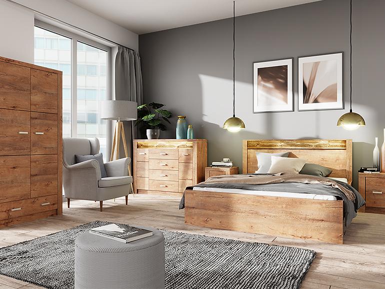 Posteľ 160+ rošt Indianapolis I19 Jasan svetlý