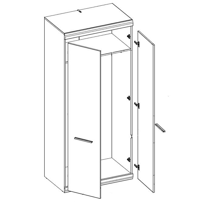 Skriňa Coria One Co-01 biely lesk/dub Styrling