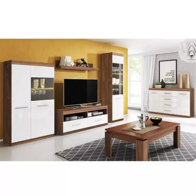 Skriňa Coria One Co-01 biely lesk/dub Styrling