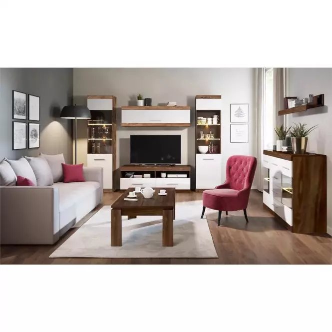Skriňa Coria One Co-01 biely lesk/dub Styrling