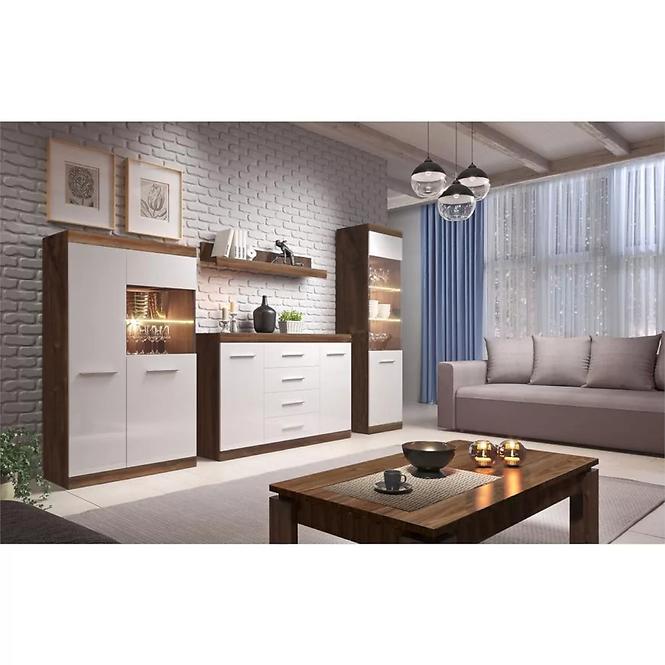 Skriňa Coria One Co-01 biely lesk/dub Styrling