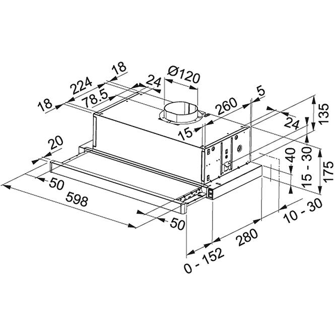 Kuchynská skrinka Adele W60/68 Slim Pl s digestorom čierna G,3