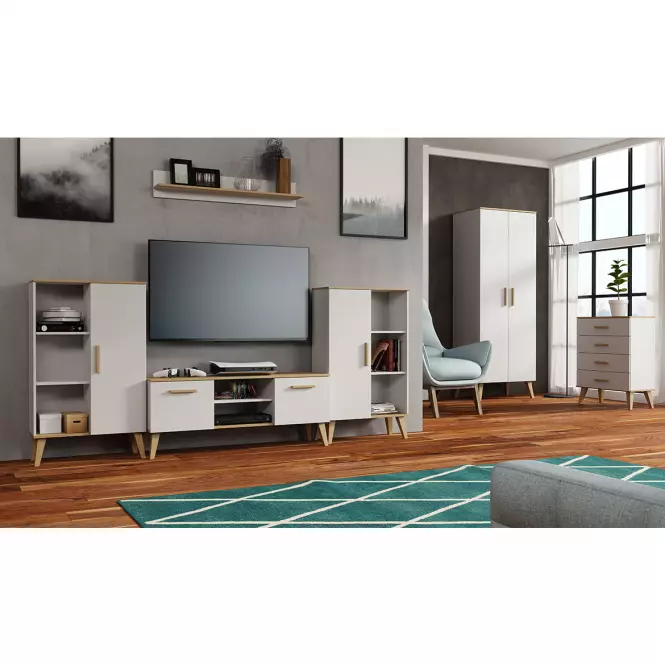 Komoda Dita 4S biela/dub sonoma,3