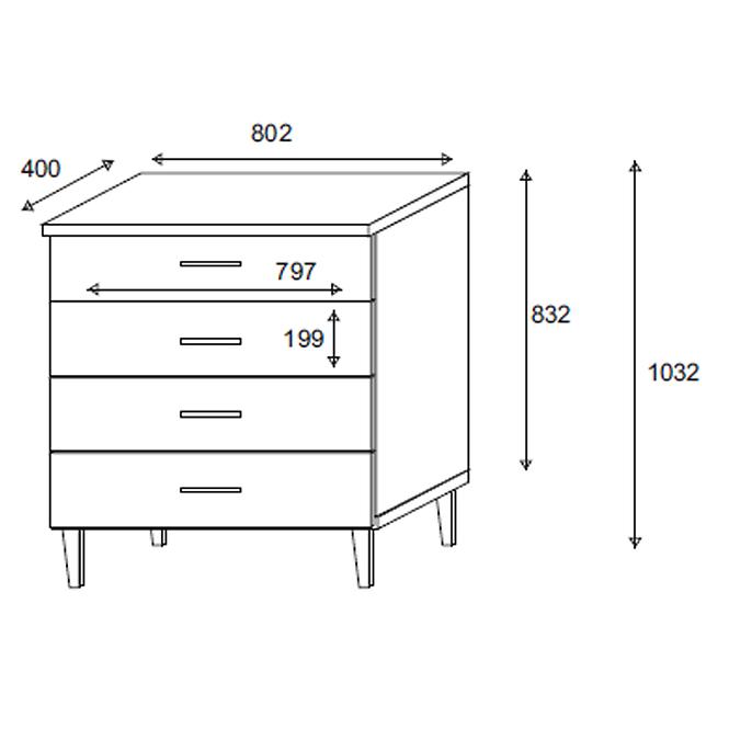 Komoda Dita 4S white/oak sonoma,2