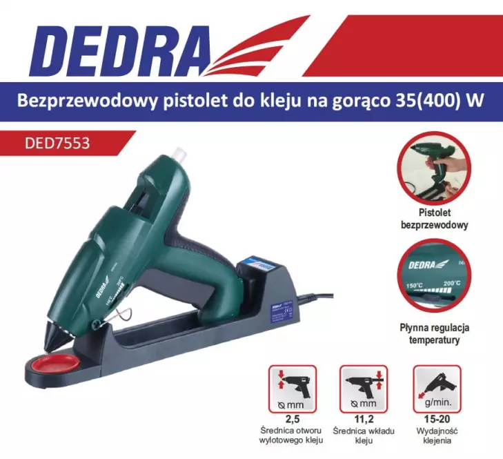 Akumulátorová lepiaca pištoľ 35/400W DED7553