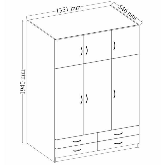 Skriňa Stella 135 cm dub sonoma