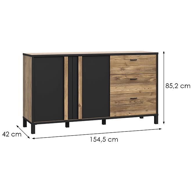 Komoda Haruki Alpský Smrek/čierny 042025