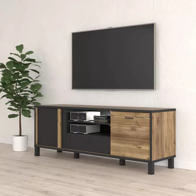 TV stolík Haruki  Alpský Smrek/čierny,9