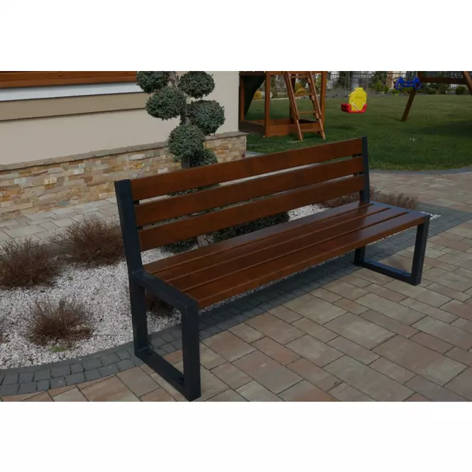 Moderná lavica s operadlom palisander,3