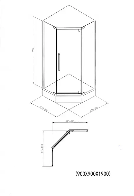 Sprchový kút TOTO 90x90x190 chróm,4