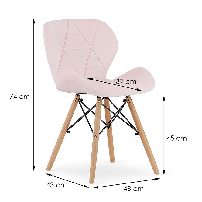 Sada 4 stoličiek Lago ružový zamat / drevené nohy