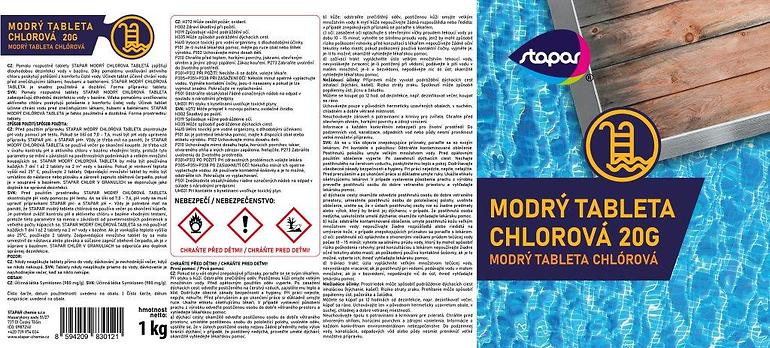 STAPAR Chlórová tableta malá modrá 1 kg