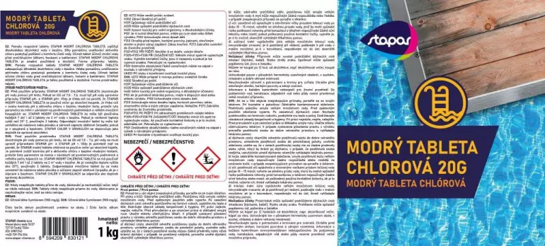STAPAR Chlórová tableta malá modrá 1 kg,3