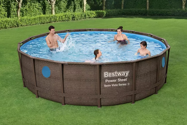 Bazén rámový s filtráciou rattan/doska 4,88x1,22 m 56725