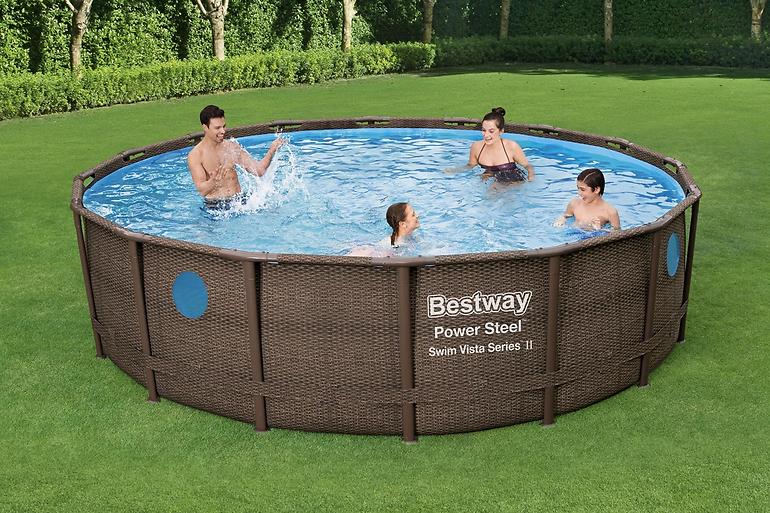 Bazén rámový s filtráciou rattan/doska 4,88x1,22 m 56725