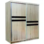Skriňa s posuvnými dverami Asturia 150 cm – dub sonoma/čierna lacobel, dvojdverová
