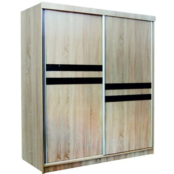 Skriňa s posuvnými dverami Asturia 150 cm – dub sonoma/čierna lacobel, dvojdverová