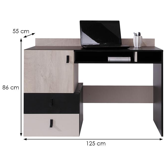 Písací stôl Planet Pl9 čierna/Dub/béžová