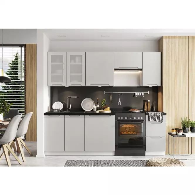 Kuchynská skrinka Zoya D60pk Mv 2133 Pl Svetlo šedá mat/biely