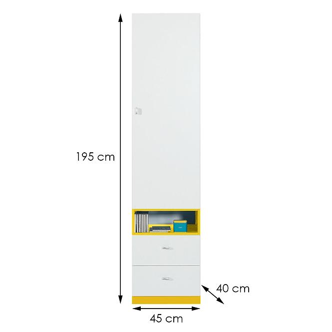 Regál Mobi MO-3 1D2S biela / žltá 