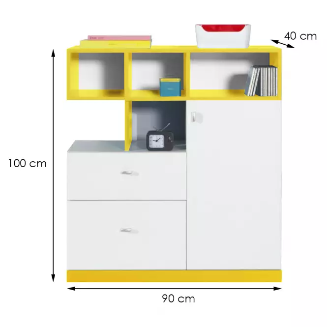 Komoda Mobi MO-4 biela / žltá