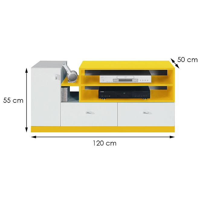 TV stolík Mobi MO-12 biela / žltá