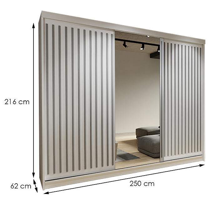 Skriňa Royal 250 Biely/Lamela Šedá,2