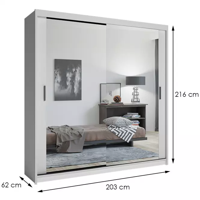 Skriňa Lux 203 Biely + 2 x Zrkadlo