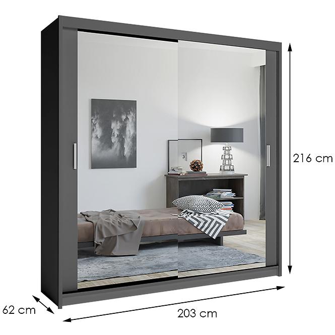 Skriňa Lux 203 Šedá  + 2 x Zrkadlo