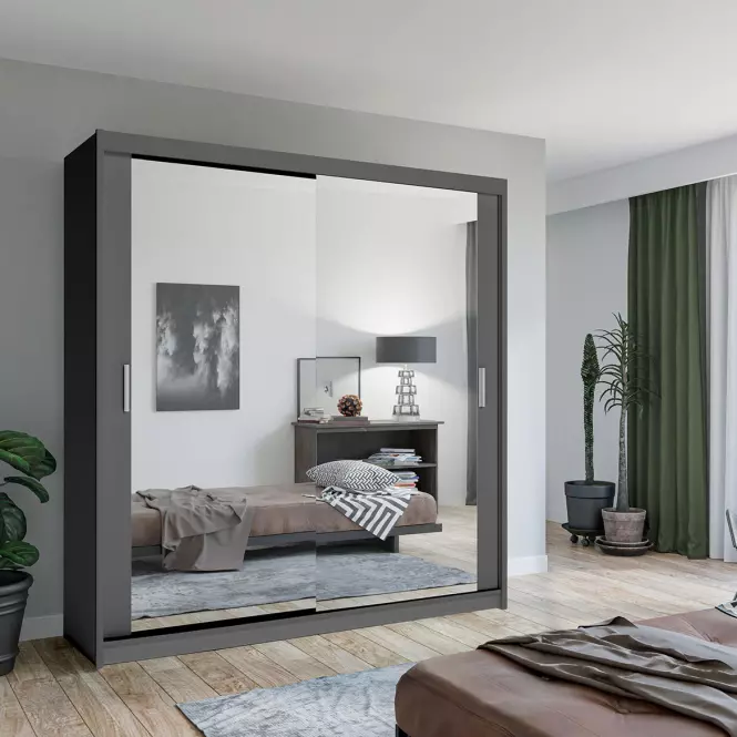 Skriňa Lux 203 Šedá  + 2 x Zrkadlo