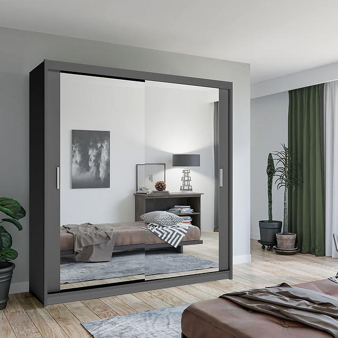 Skriňa Lux 203 Šedá  + 2 x Zrkadlo