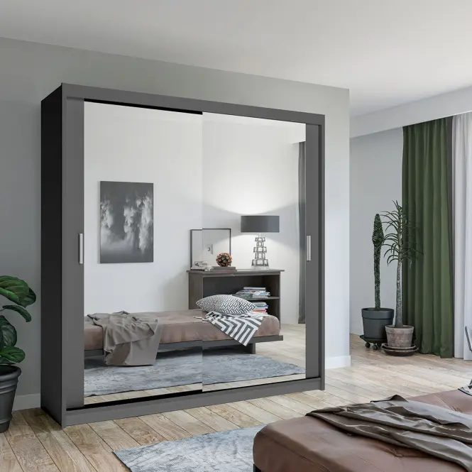 Skriňa Lux 203 Šedá  + 2 x Zrkadlo,3