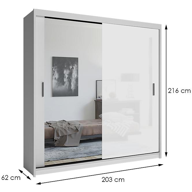 Skriňa Lux 203 Biely + 1 x Zrkadlo  /1 x Biely Lesk