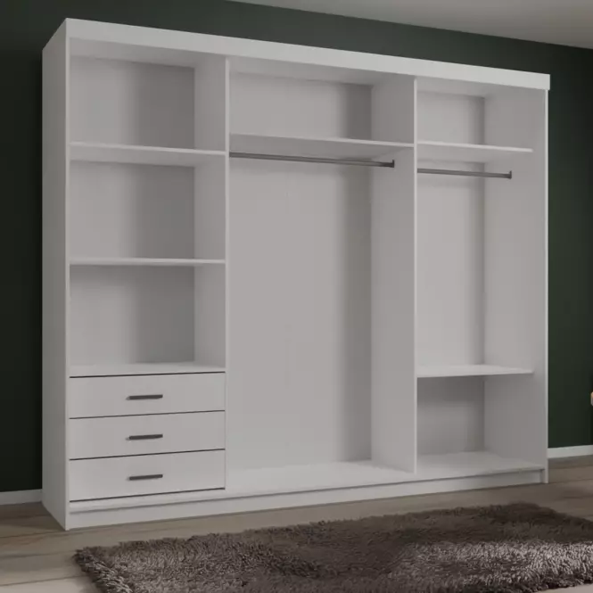 Skriňa Lux 250 Biely/ 1 x Zrkadlo / 2 x Biely Lesk