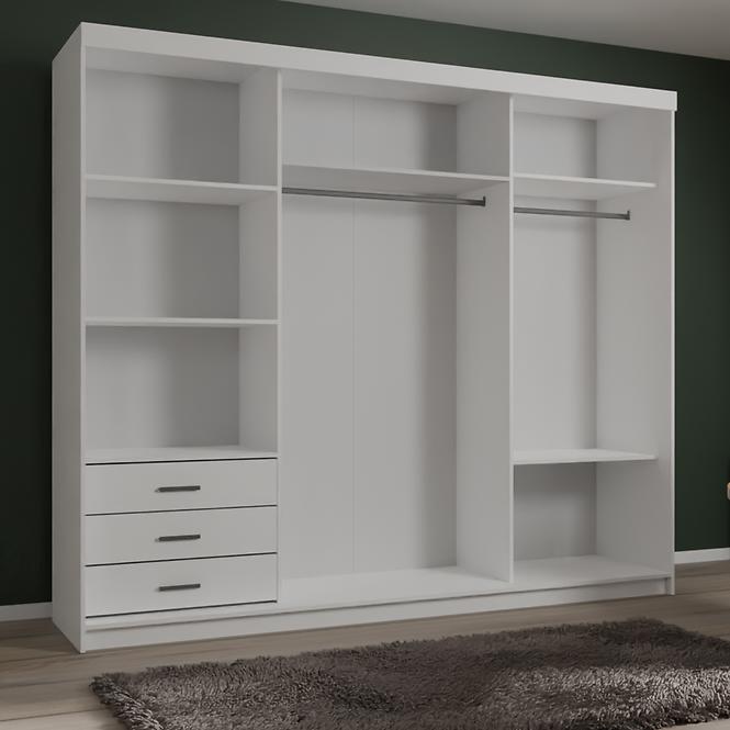 Skriňa Lux 250 Biely/ 1 x Zrkadlo / 2 x Biely Lesk