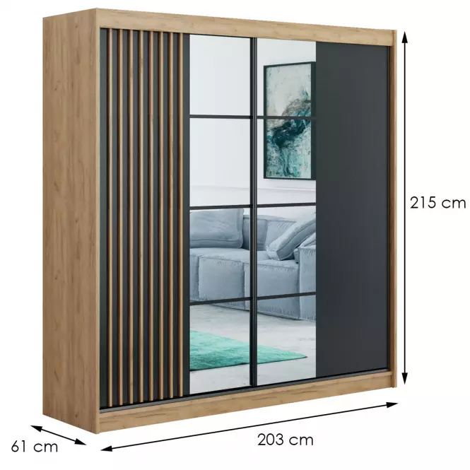 Skriňa Larysa 203 čierne / craft zlatá,2