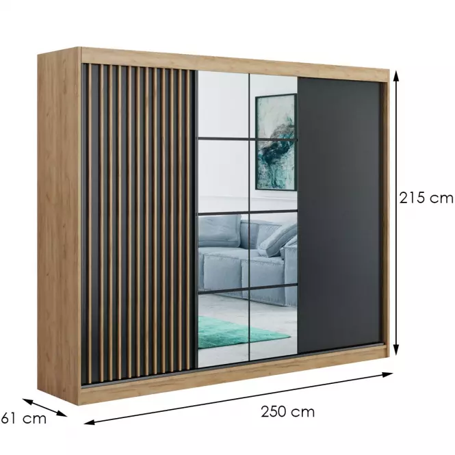 Skriňa Larysa 250 čierne / craft zlatá,2