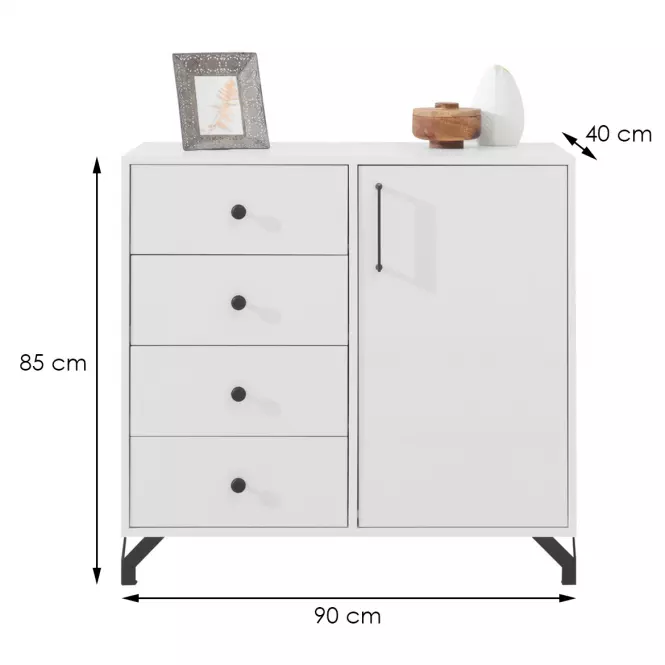 Komoda  Bergen Be7 biely Lux/biely lesk