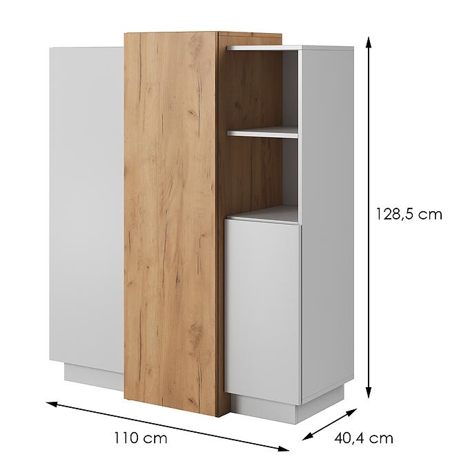 Komoda 3d E Biely/Dub zlatý craft
