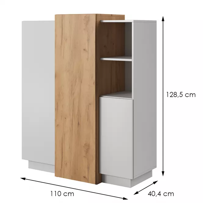 Komoda 3d E Biely/Dub zlatý craft,2