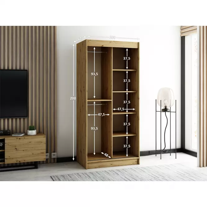 Skriňa Lamelo 100 Dub Artisan/čierna