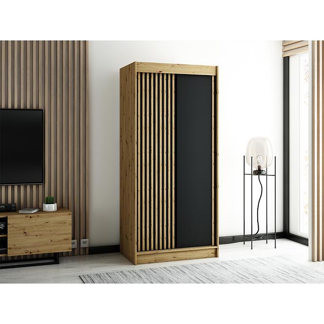 Skriňa Lamelo 100 Dub Artisan/čierna,8