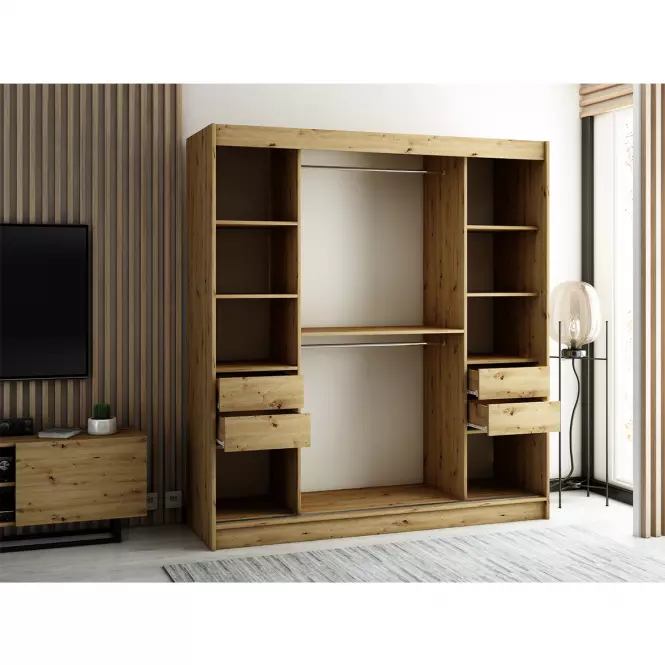 Skriňa Lamelo 200 Dub Artisan/čierna,6