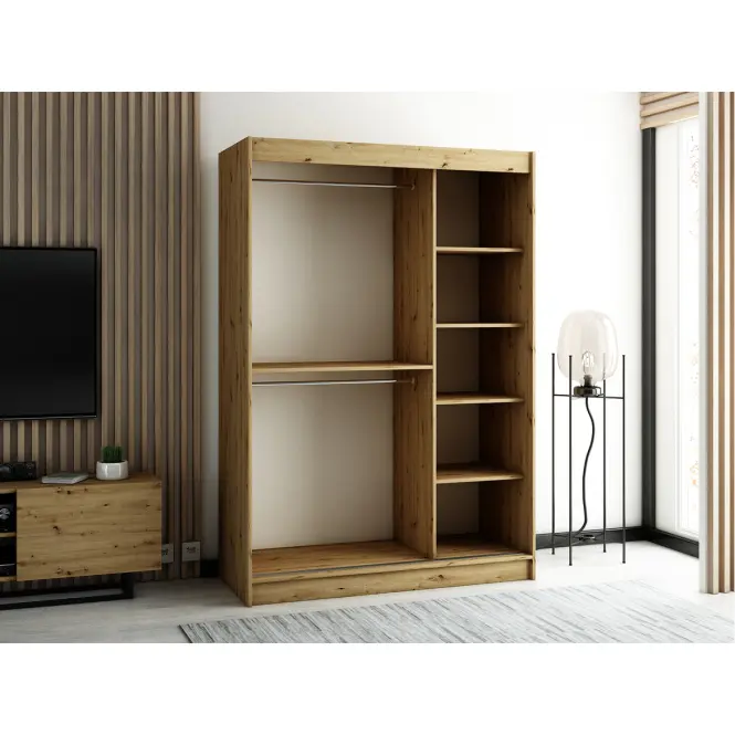 Skriňa Lamelo 2 150 Dub Artisan/čierna/Zrkadlo,7
